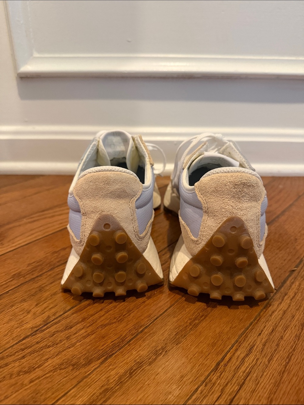New Balance 327 Light Blue White Tan Sneakers - Picture 2 of 4